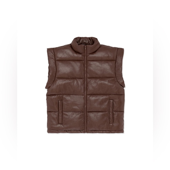 WEWOREWHAT Snap Off Sleeve Matte Faux Leather Puffer Jacket Size XS - Picture 4 of 14